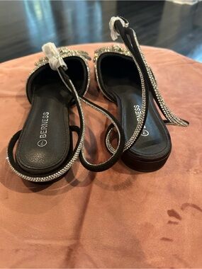 Berness Black Crystal-Embellished Slide Sandals